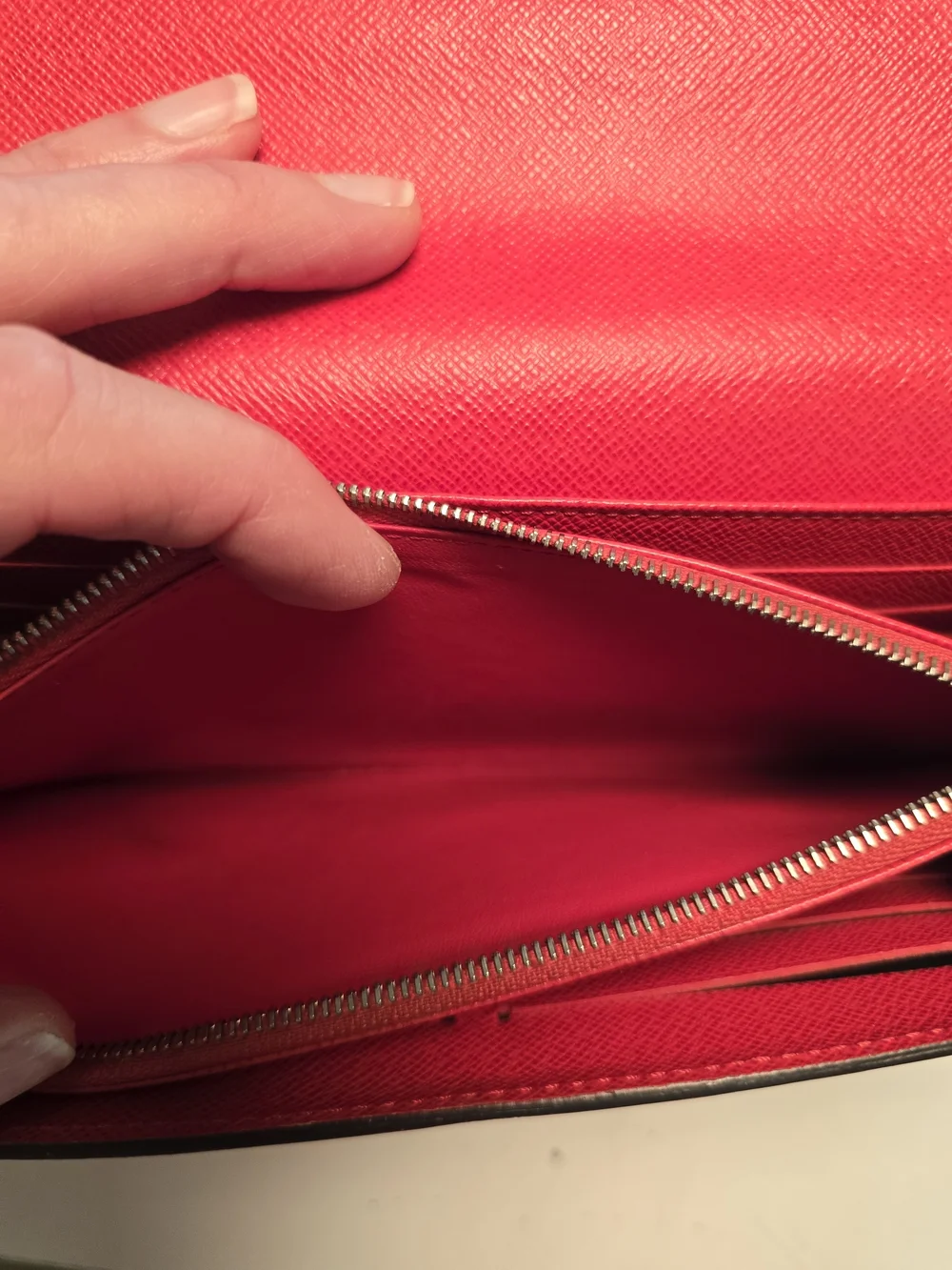 Louis Vuitton Coquelicot Red Epi Leather Louise Long Flap Wallet LV Logo